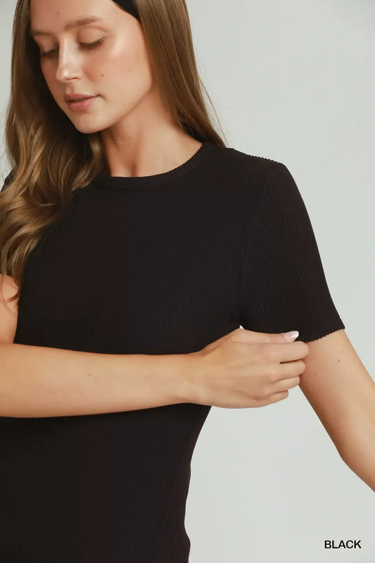 Brushed Rib Short Sleeve Top 4cb9a747-5e1a-44a9-9139-de4ce4e575bc-Max-Origin