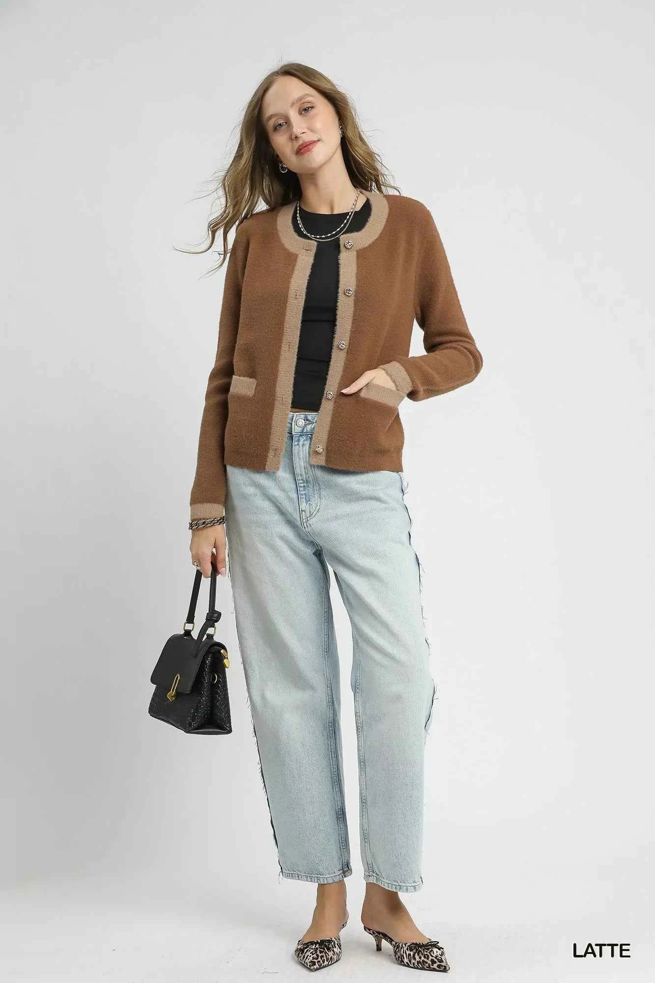 Umgee Two-Tone Button Front Cardigan 4cbfd657-898d-47c1-a08e-279b0f6dbf44-Max-Origin
