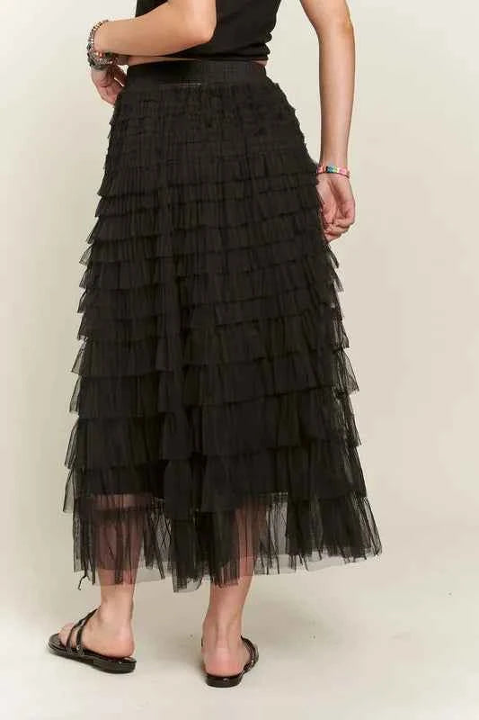 ADORA Elastic Waist Layered Mesh Midi Skirt 4cc622a4-73de-4f0b-8976-b062724e8808-Max