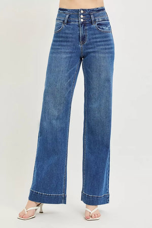 High Rise Wide Leg Wide Band Detail Jeans Dark 4ccab711-1ee4-4c67-8c3e-b63d1bad35fb-Max-Origin
