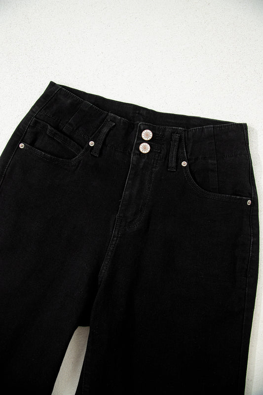 Black 2-Button High Waist Wide Leg Jeans 4ccde260d6c4bcda
