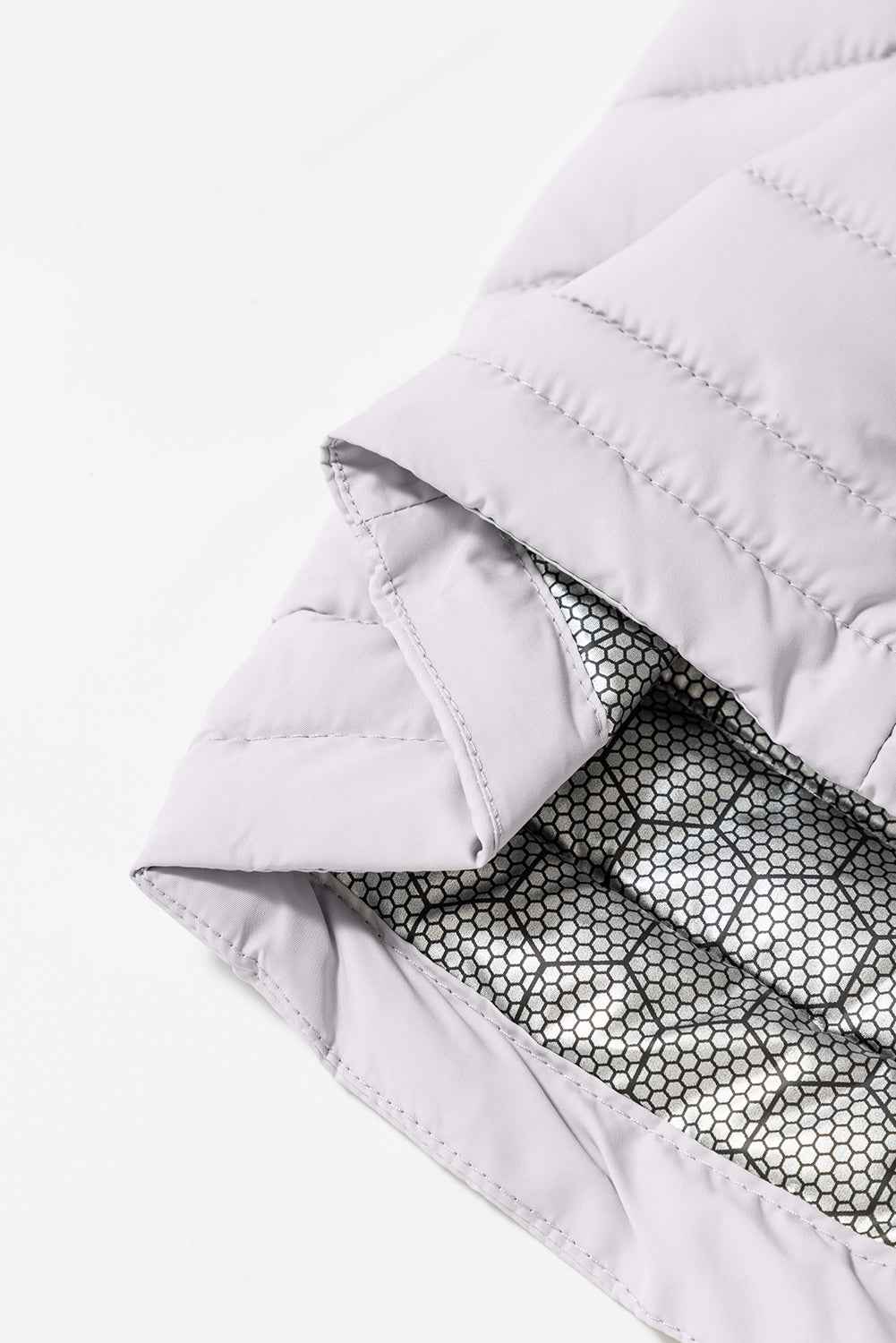 Silvery Solid Color Quilted Zip-up Puffer Jacket 4cd3694111a0e6bd