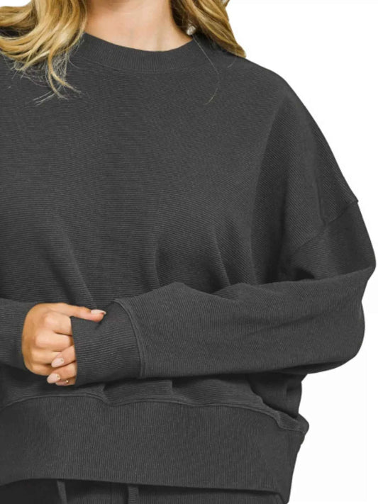 Ribbed Round Neck Pullover and Shorts Set 4cd97864-eff5-431a-91c4-186b57e760a4-Max-Origin