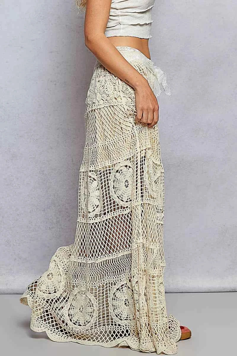 POL Crochet Floral Flared Skirt with Elastic Waist Band 4cdfd639-f8a5-49b2-a56d-8230860147ec-Max-Origin