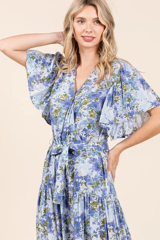 Mittoshop Floral Tie Waist Flutter Sleeve Tiered Dress 4ce1307f-4073-47a2-96f2-42182ae7a97a-Max