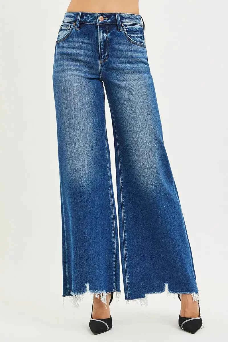 RISEN High Rise Wide Leg Jeans with Distressed Hem DARK 4ce3b7c1c67d40b69c4ff4795c998096-Max-Origin