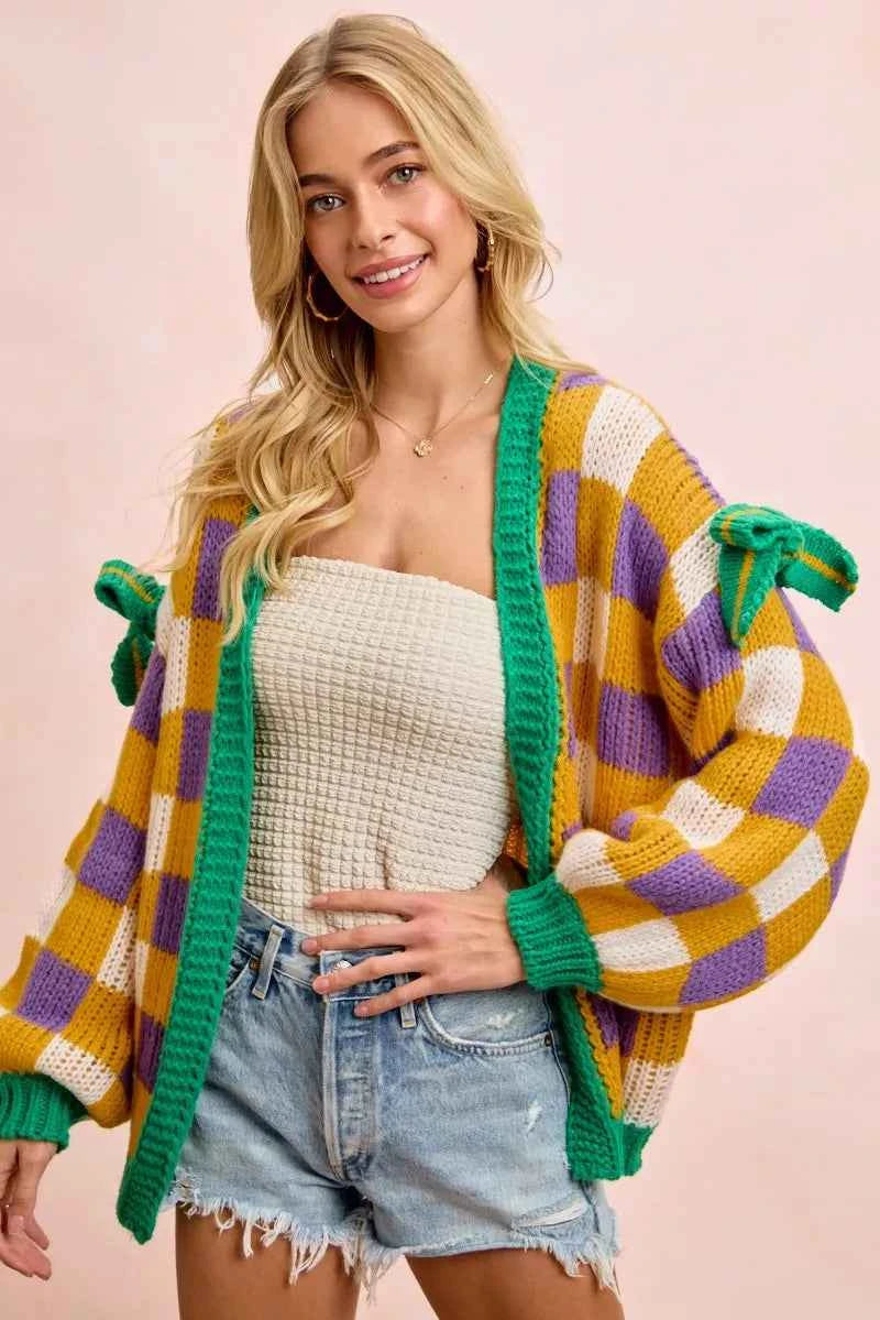 BiBi Mardigras Checker Board Front Open Cardigan 4ce49c0cdb6e4e138ee9e04b05cc0d89-Max-Origin