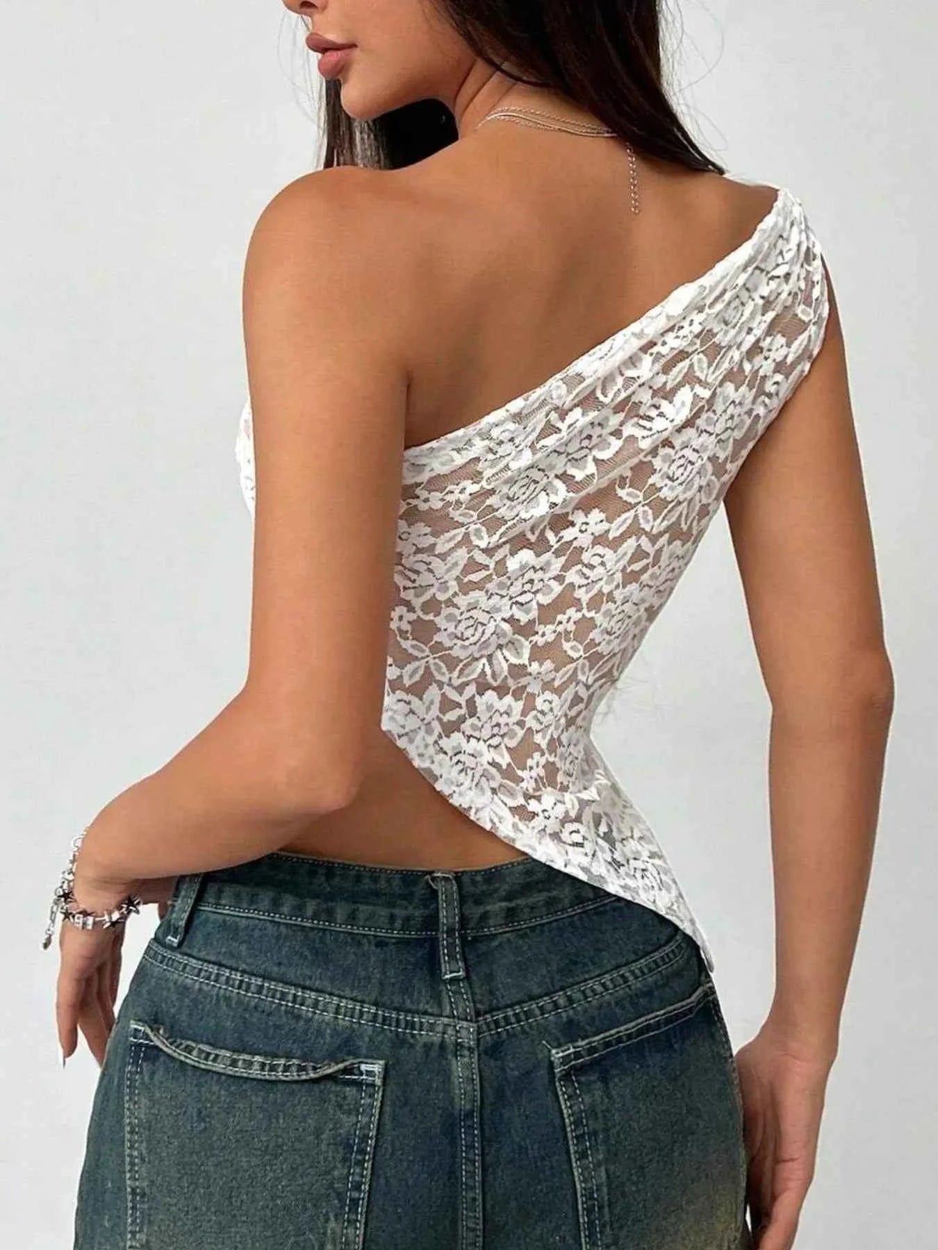 Lace One-Shoulder Asymmetric Top 4ce727c3-4135-4547-9416-b6fea4841e26-Max-Origin