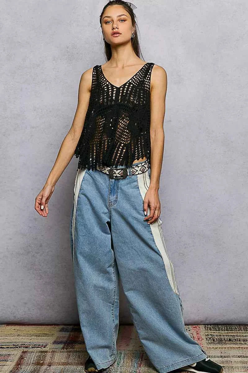 POL Openwork V-Neck Crochet Tank 4ce86498-67ee-49b0-b27c-25082931b319-Max-Origin