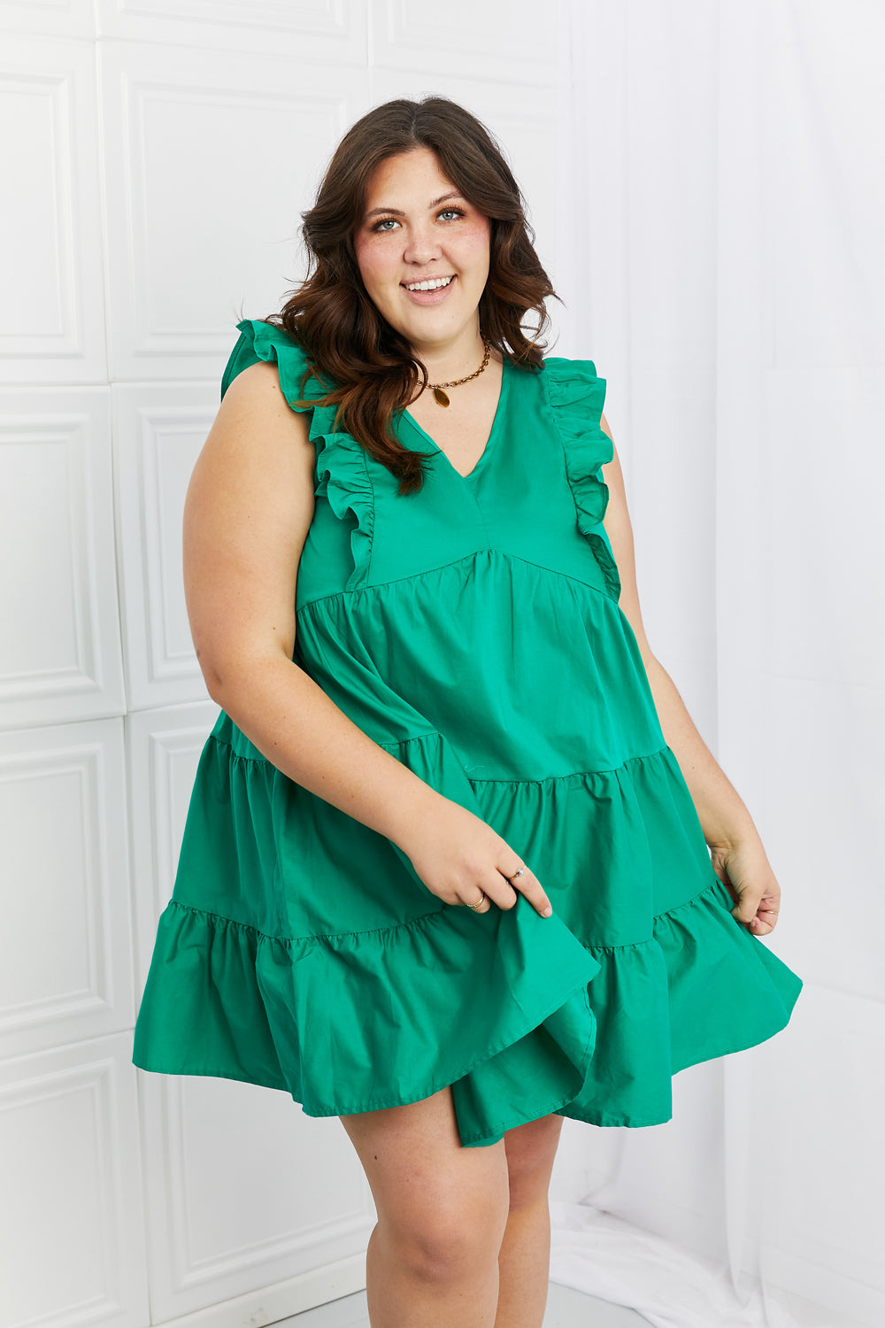 Hailey & Co Play Date Full Size Ruffle Dress Green 4cf25138b8b84708815e538d3985a87b-Max