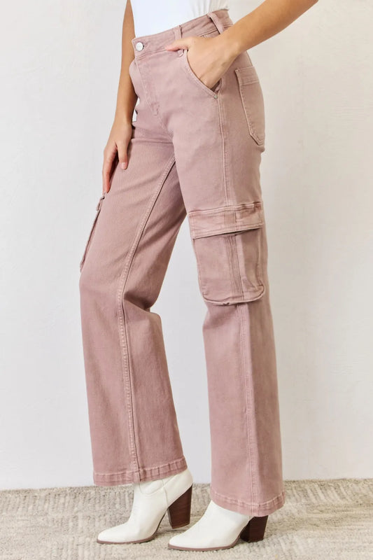 Full Size High Rise Cargo Wide Leg Jeans 4cf58674-433b-49a3-a1d4-672704d5655e-Max