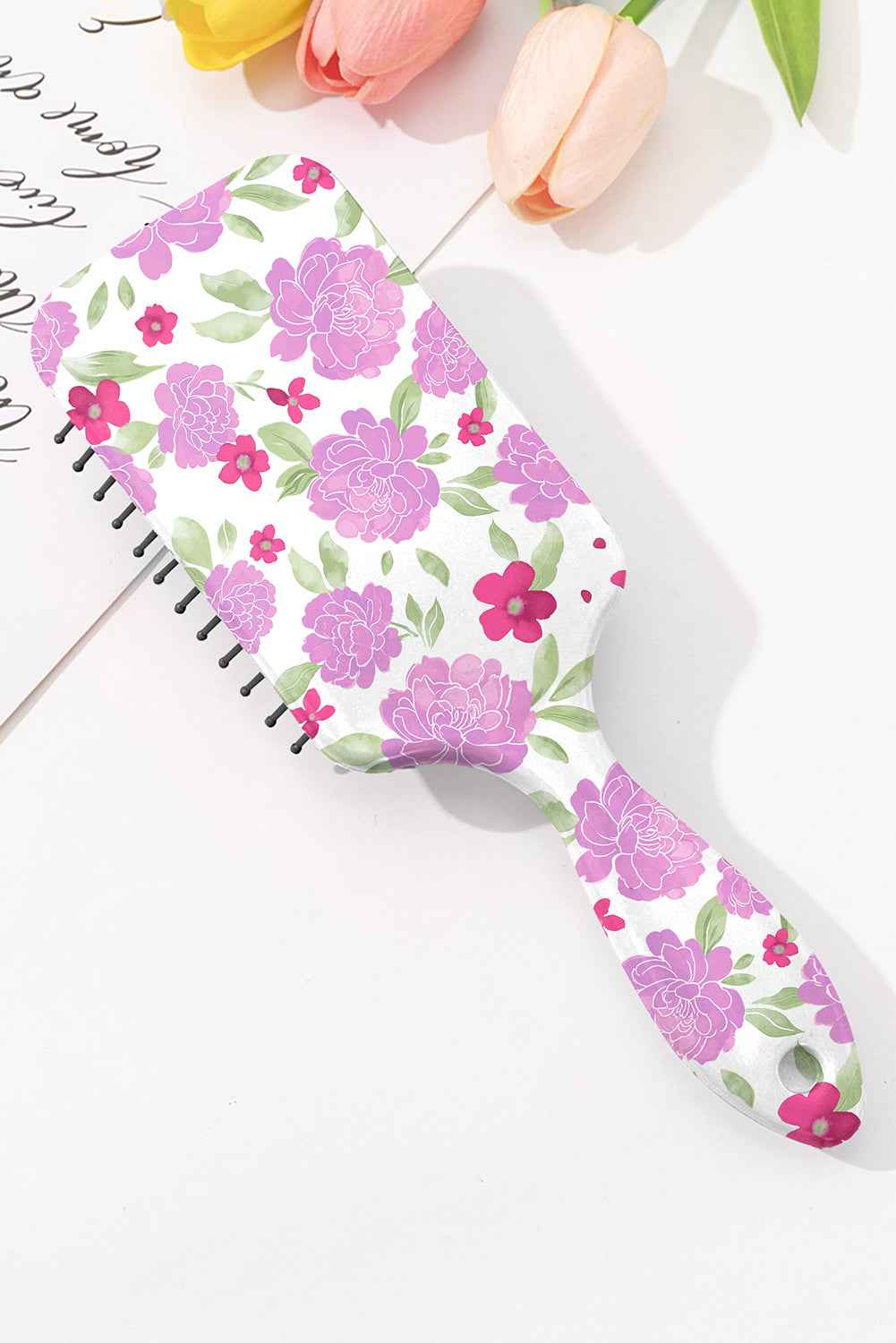White Floral Print Air Cushion Comb White ONE SIZE ABS 4d085ba82d440868
