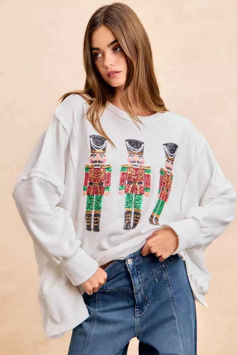 BiBi Christmas Sequin Nutcrackers Embroidery Sweatshirt OFF WHITE 4d12726d70bb45678cb068d96705e493-Max-Origin