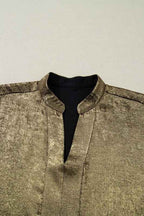 Metallic Split Neck 3/4 Sleeve Blouse 4d15af13-5644-4490-b6f3-17e81c2bd942