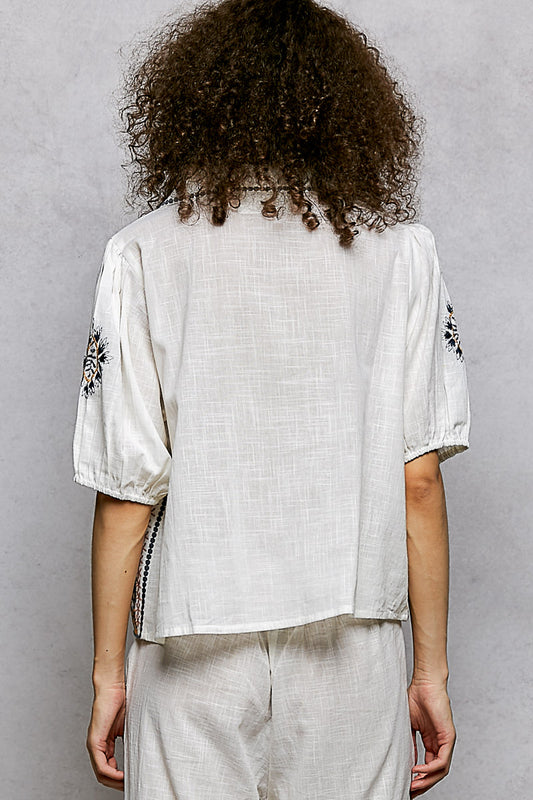 Button Down Embroidered Floral Short Sleeve Shirt 4d192b47-0197-431e-b2a0-a5736c220606-Max