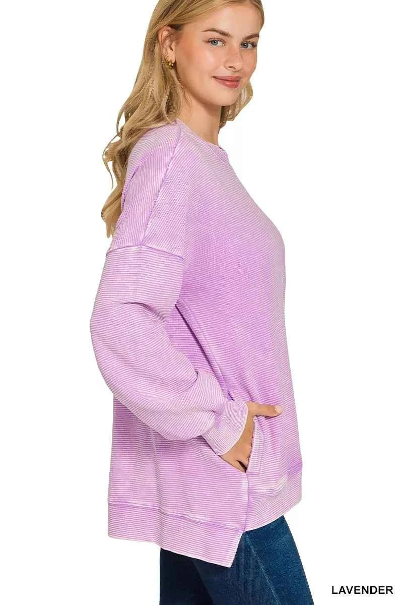Zenana Acid Washed Double Ribbed Hi-low Sweatshirt 4d19d6704fd44ad0a04572e818d1dcd0-Max-Origin