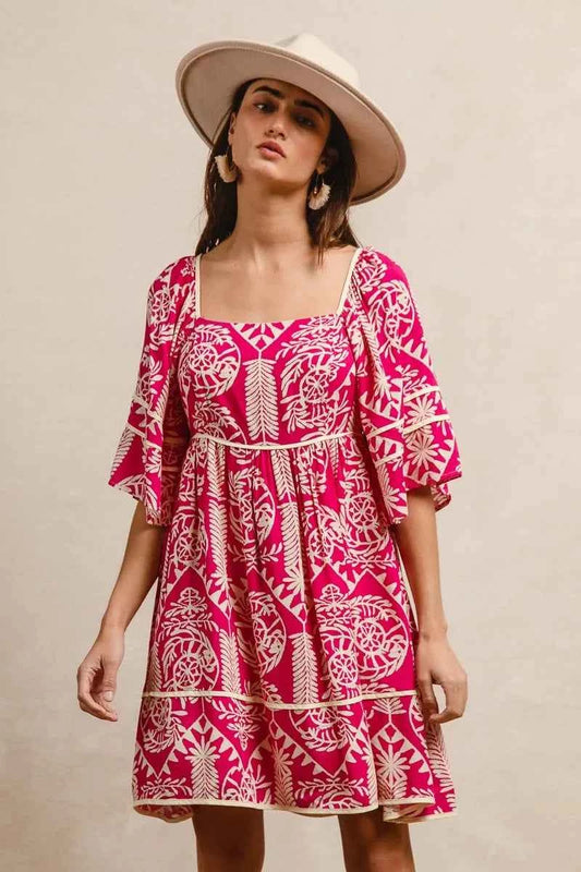 Aztec Woven Printed Contrast Binding Dress 4d1f6cb1b81f4cd9a94c76d8e053037c-Max-Origin