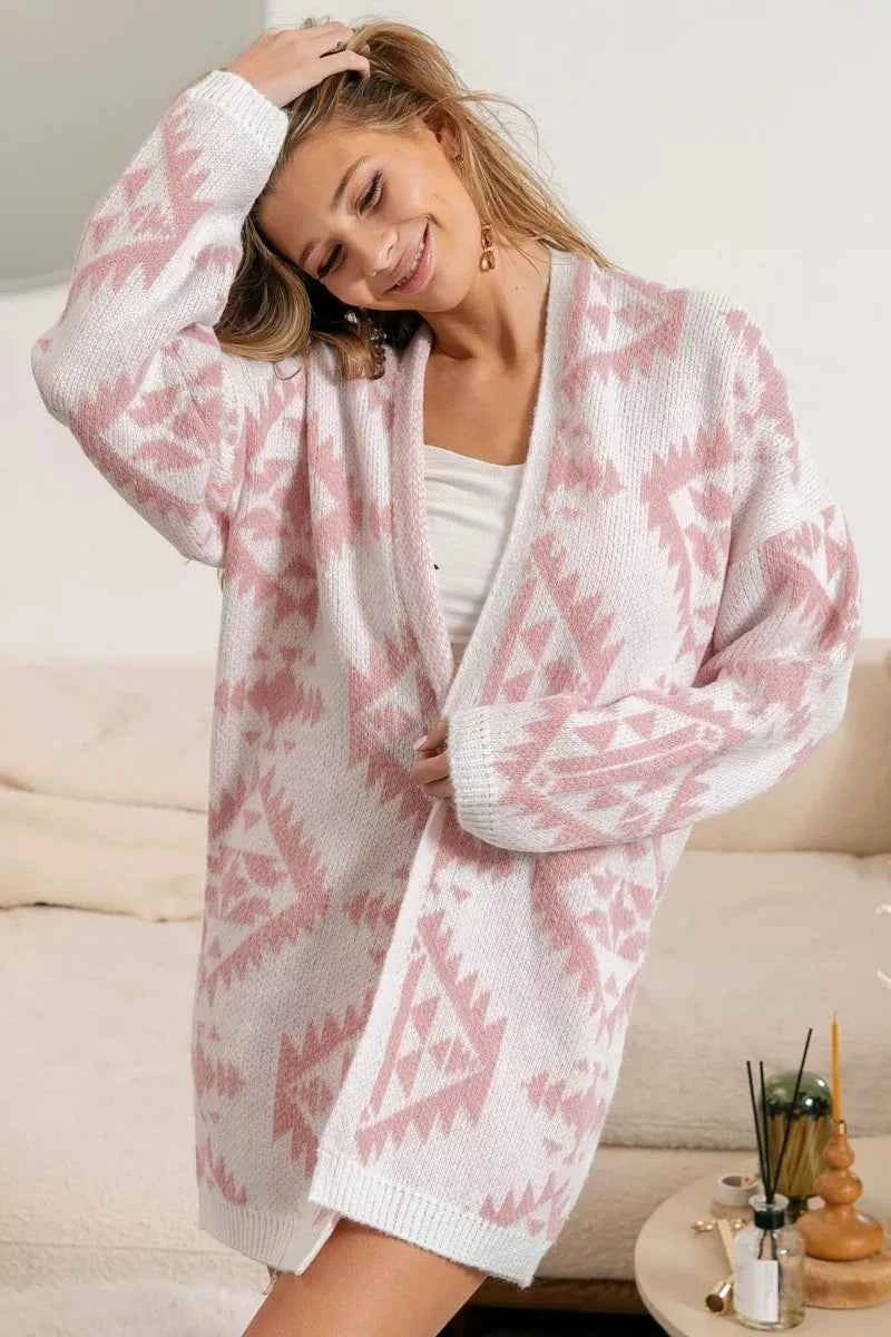 BiBi Aztec Pattern Open Front Cardigan 4d2cbf90-d485-4a06-9464-7ef72117d5bd-Max-Origin
