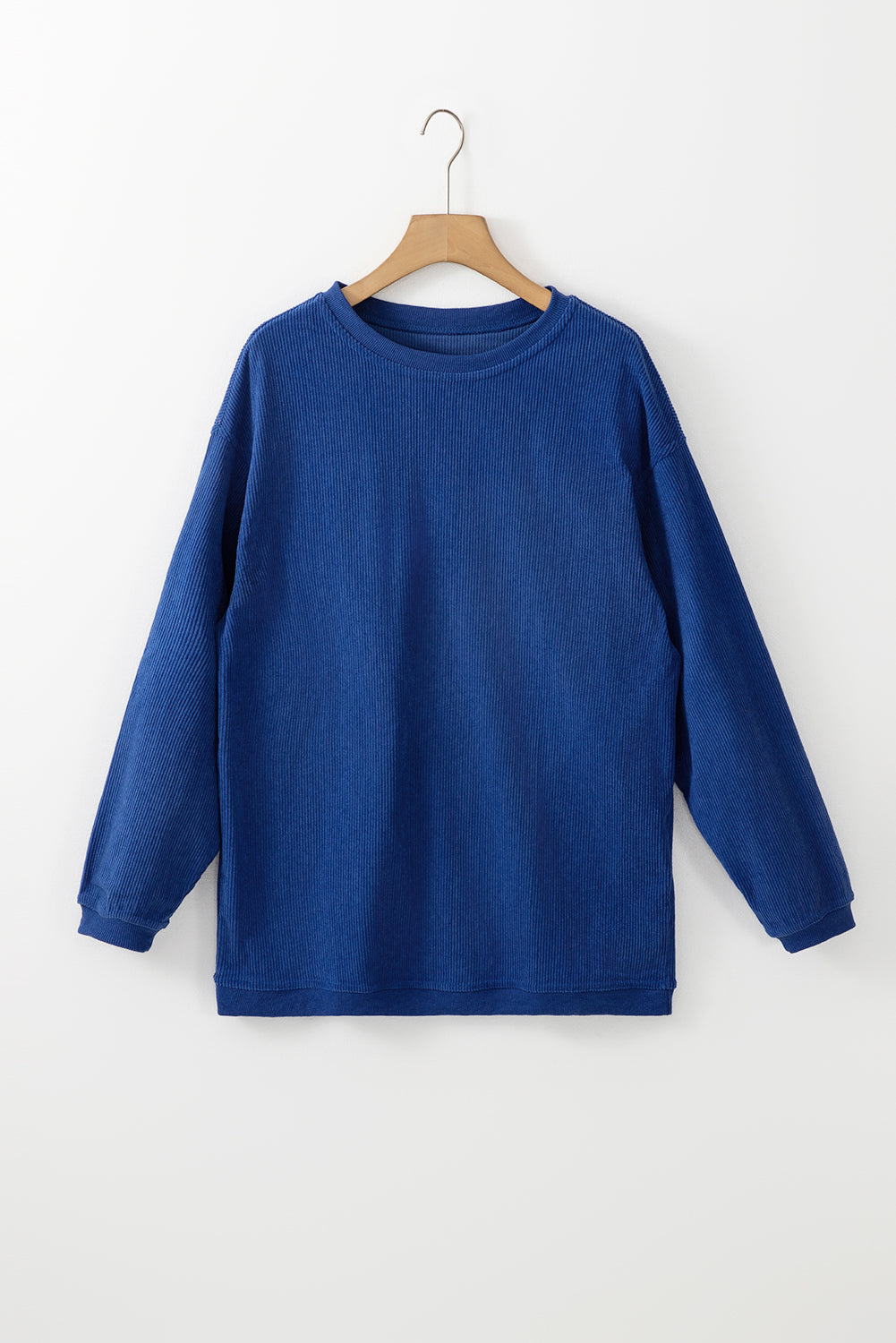 White Drop Shoulder Rib Knit Oversized Sweatshirt 4d2d22e919f03047