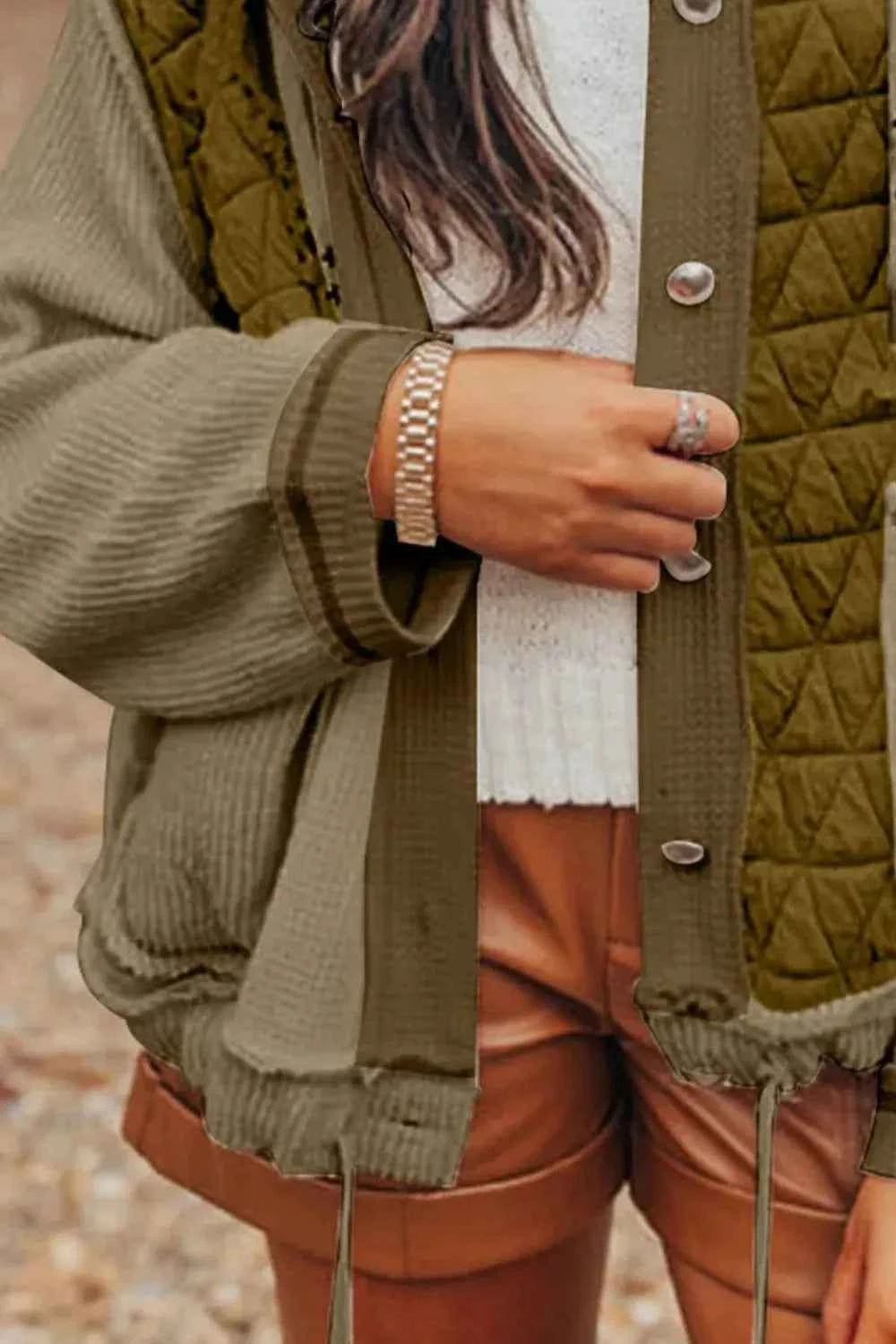 Drawstring Color Block Long Sleeve Jacket 4d342634-ef5e-4eff-996d-251abd86c849-Max
