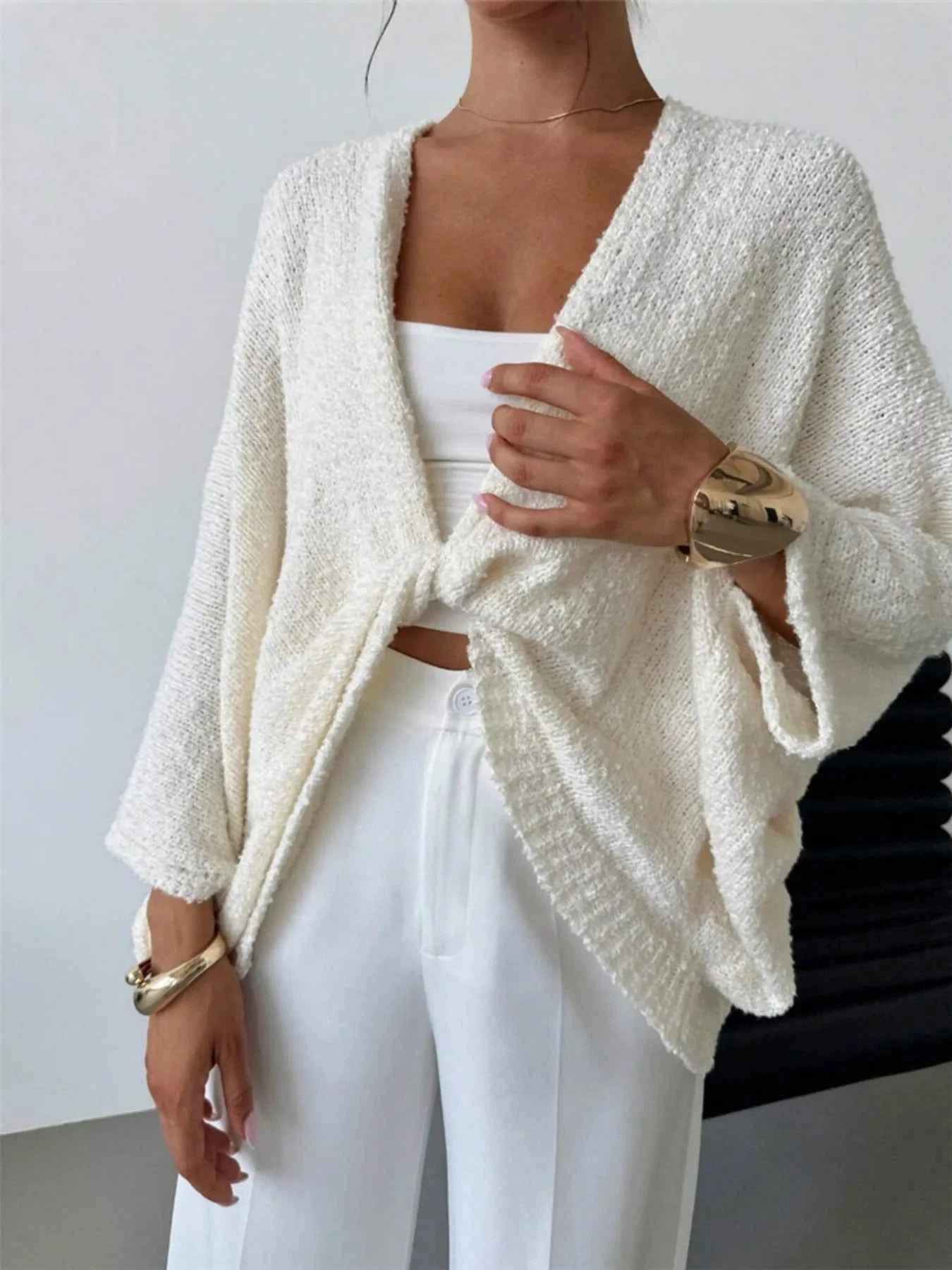 Twist-Front Textured Knit Cardigan 4d3ac7c79bfd462c8a4047f053491989-Max-Origin