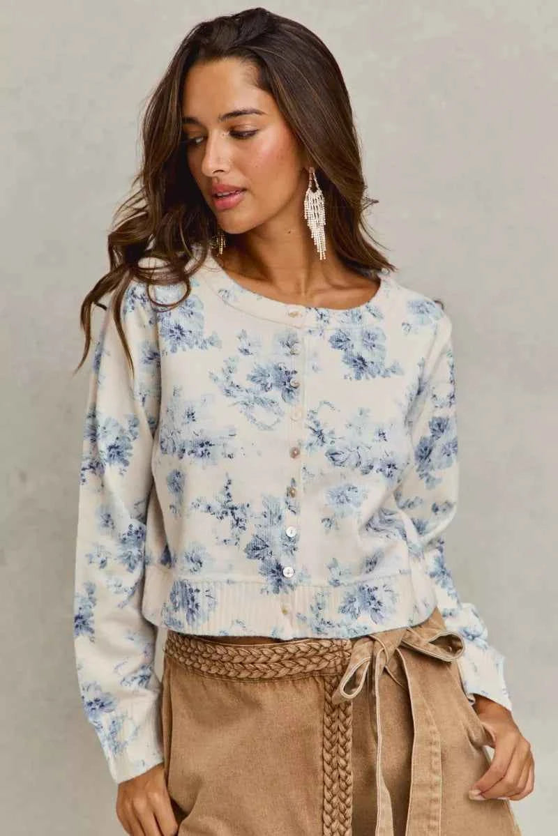 SO ME Vintage Floral Print Button Down Sweater Cardigan 4d3b472bfa8a47da94d61d81abd08048-Max-Origin
