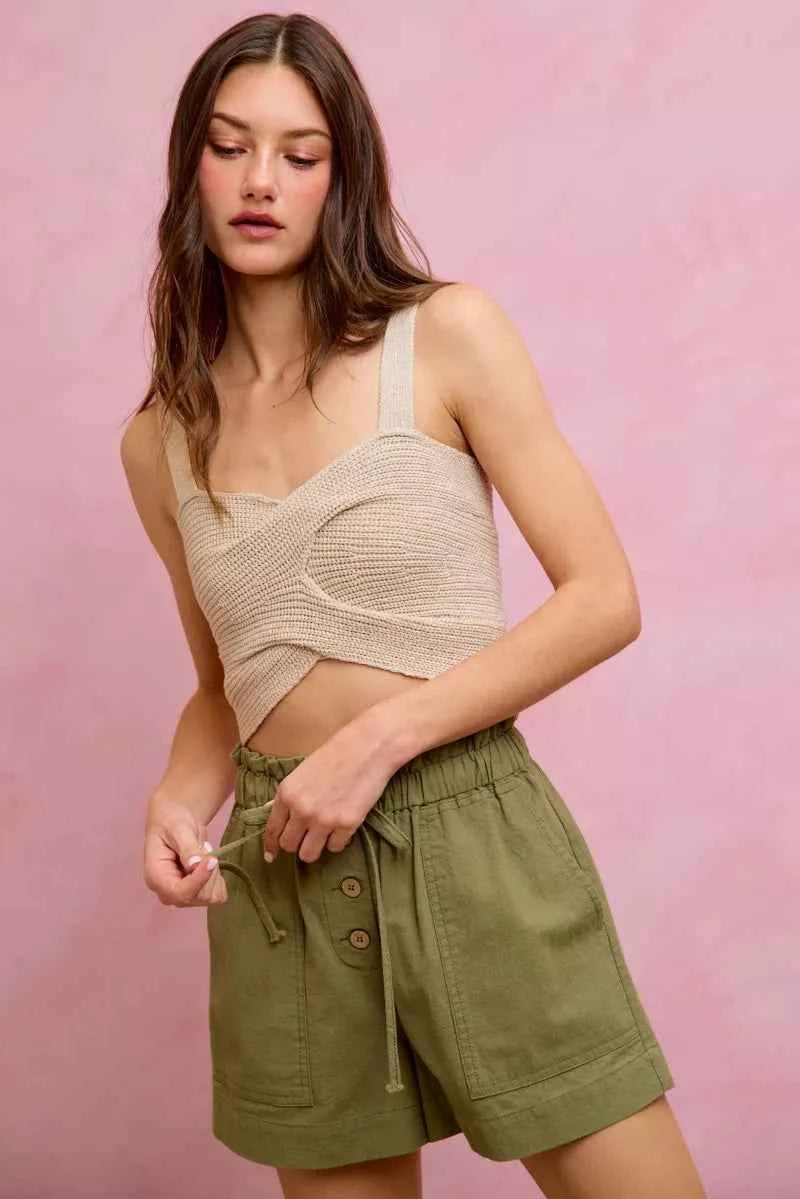 SO ME Paper Bag Patch Pocket Drawstring Twill Shorts 4d42995b74b8436caf6906f89fc668b1-Max-Origin