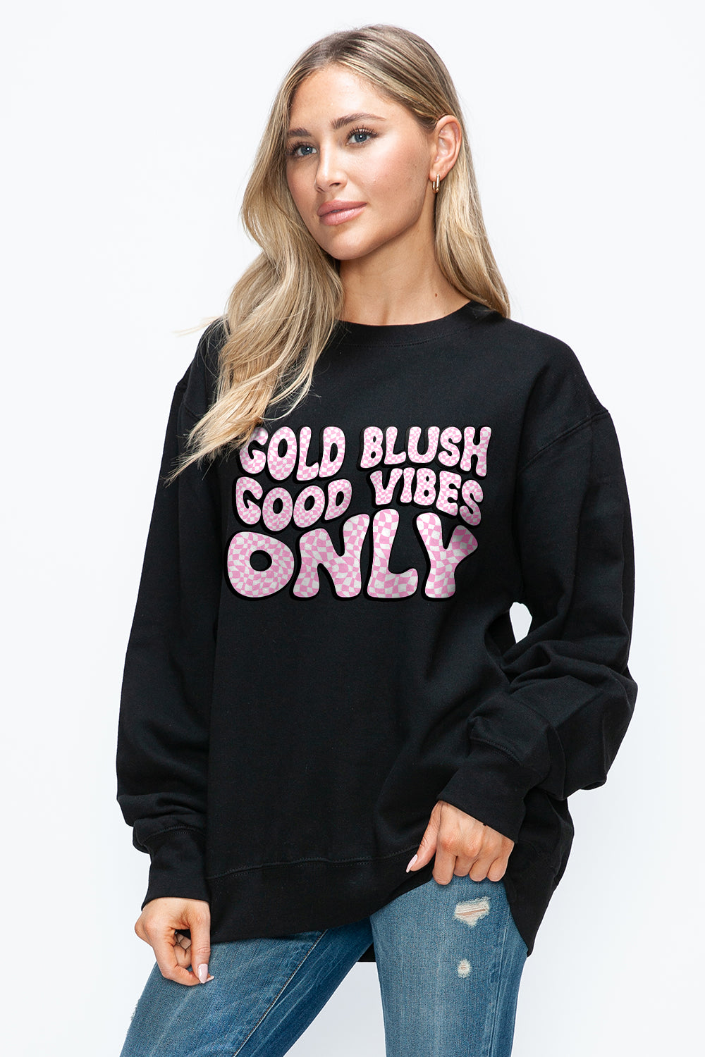 Simply Love Full Size Letter Graphic Round Neck Long Sleeve Sweatshirt