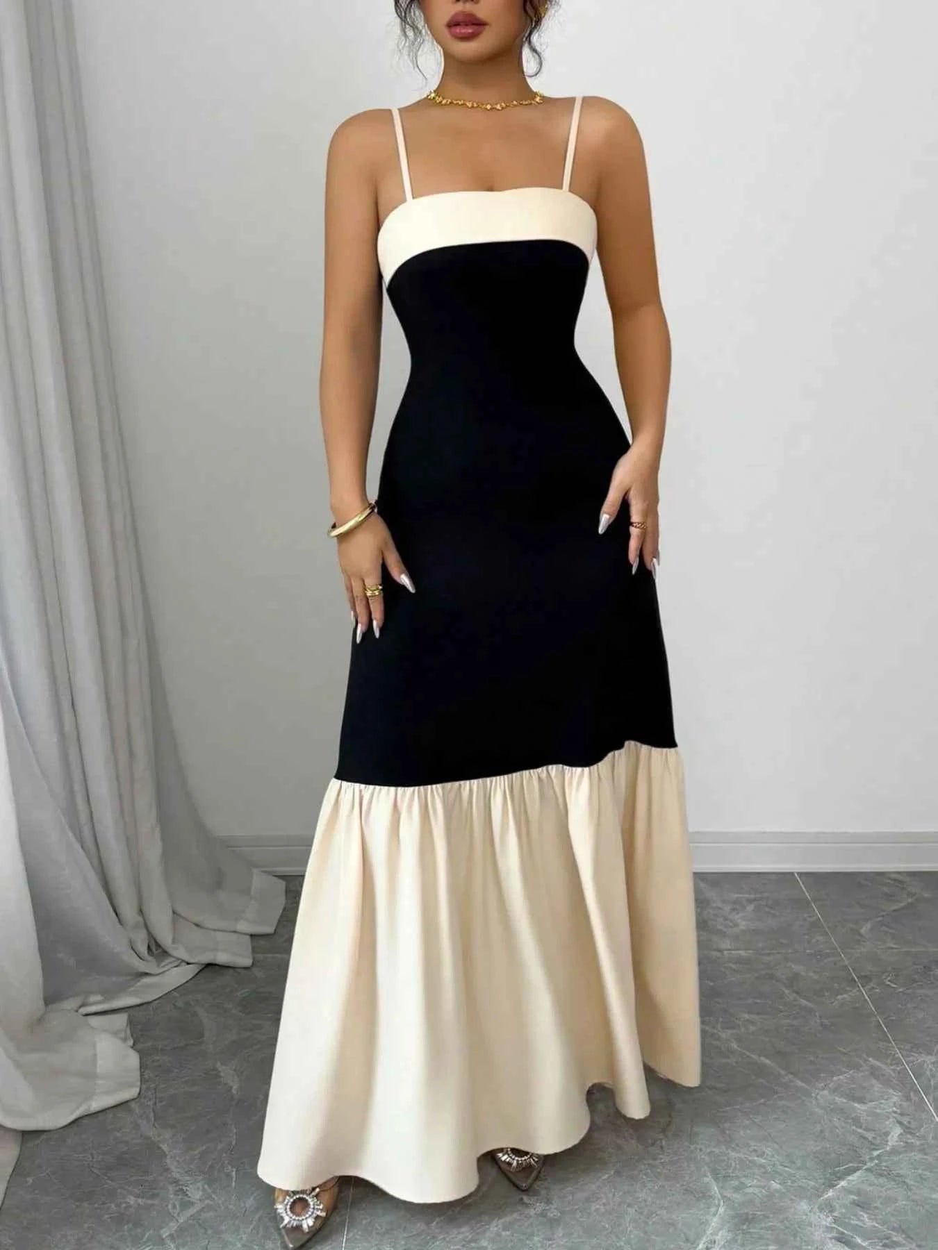 Color Block Maxi Cami Dress Black 4d4a3e2c-2f03-46ab-824f-46376389f3ca-Max-Origin