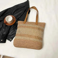 Contrast Woven Straw Beach Tote Bag with Tassel Detail Brown-Beige onesize 4d580cbb-8463-4202-b06d-c9c6d4ba57e6-Max-Origin