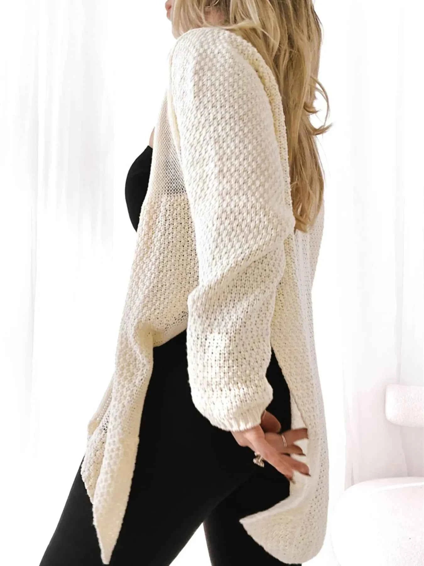 Oversized Knit Cardigan with Open Front Design