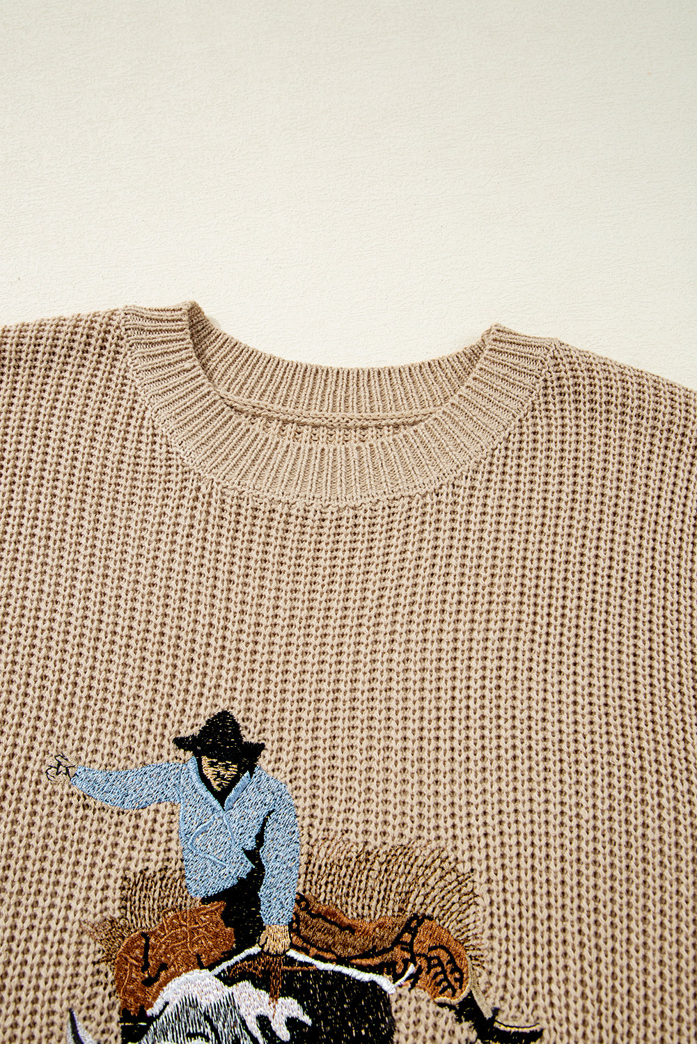Black Western Cowboy Embroidery Round Neck Sleeveless Sweater 4d5a518619830d73
