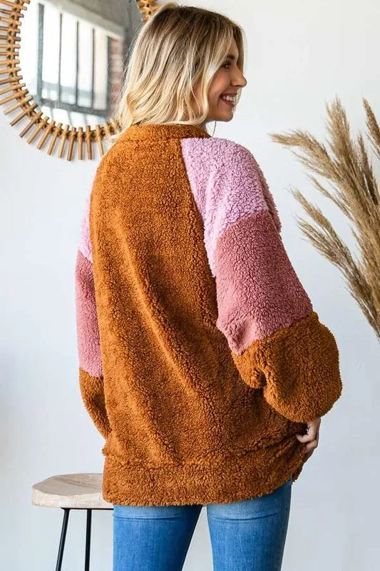 Culture Code Color Block Faux Fur Raglan Sleeve Sweatshirt 4d623a10-7ebf-4899-a52e-2c0b22fca6d6-Max