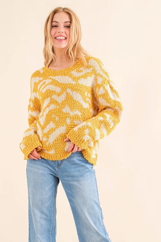 Textured Pattern Contrast Sweater - Plus Size Basic Style 4d6440a2-39f9-4b50-ada7-645a2e5d726c-Max