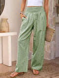 Gingham High-Waisted Wide Leg Pants Green 4d659f753d5c421fbf22d46feefc1e72-Max-Origin