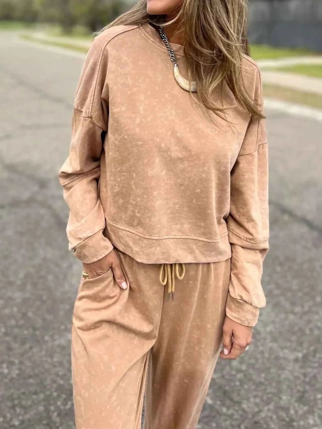 Full Size Washed Round Neck Top and Drawstring Pants Set Plus Size 4d734d08-988c-416e-ba63-3ec7419f0402-Max-Origin