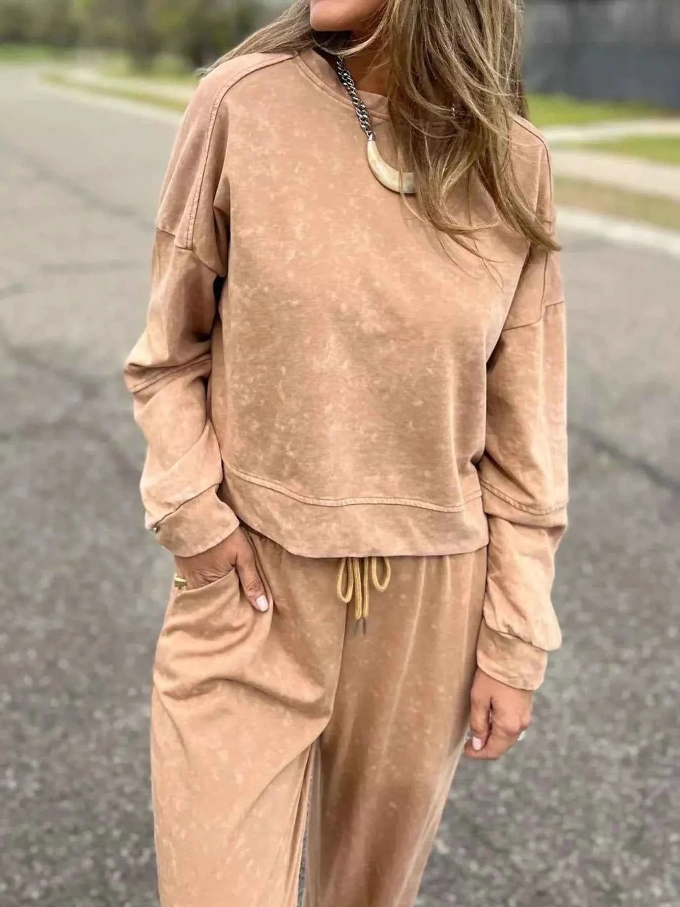Full Size Washed Round Neck Top and Drawstring Pants Set Plus Size 4d734d08-988c-416e-ba63-3ec7419f0402-Max-Origin