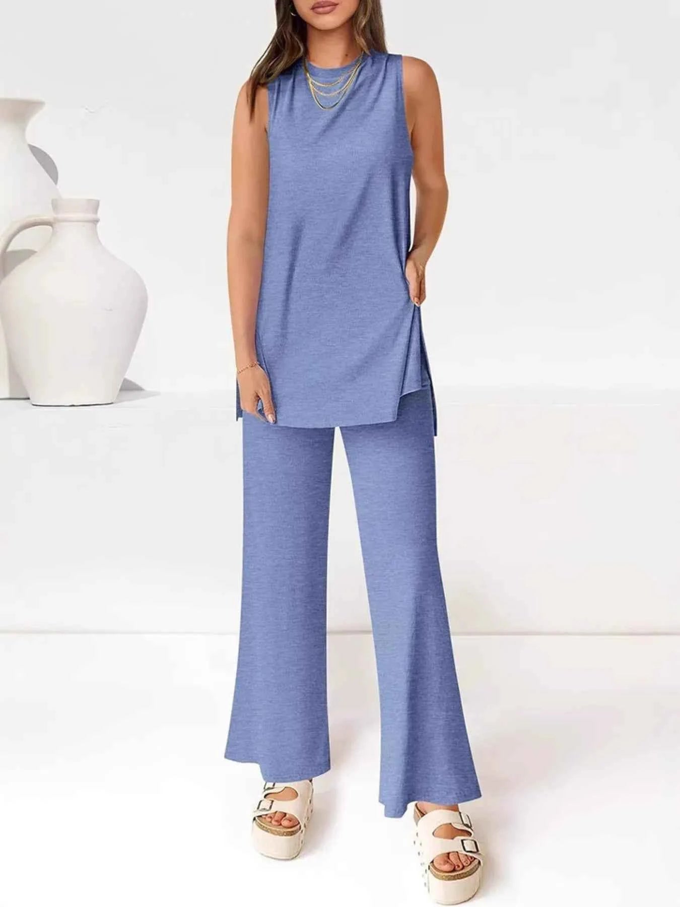 Round Neck Tank and Pants Set Light Blue 4d76e6705f2e405dacd7ec4791862625-Max-Origin