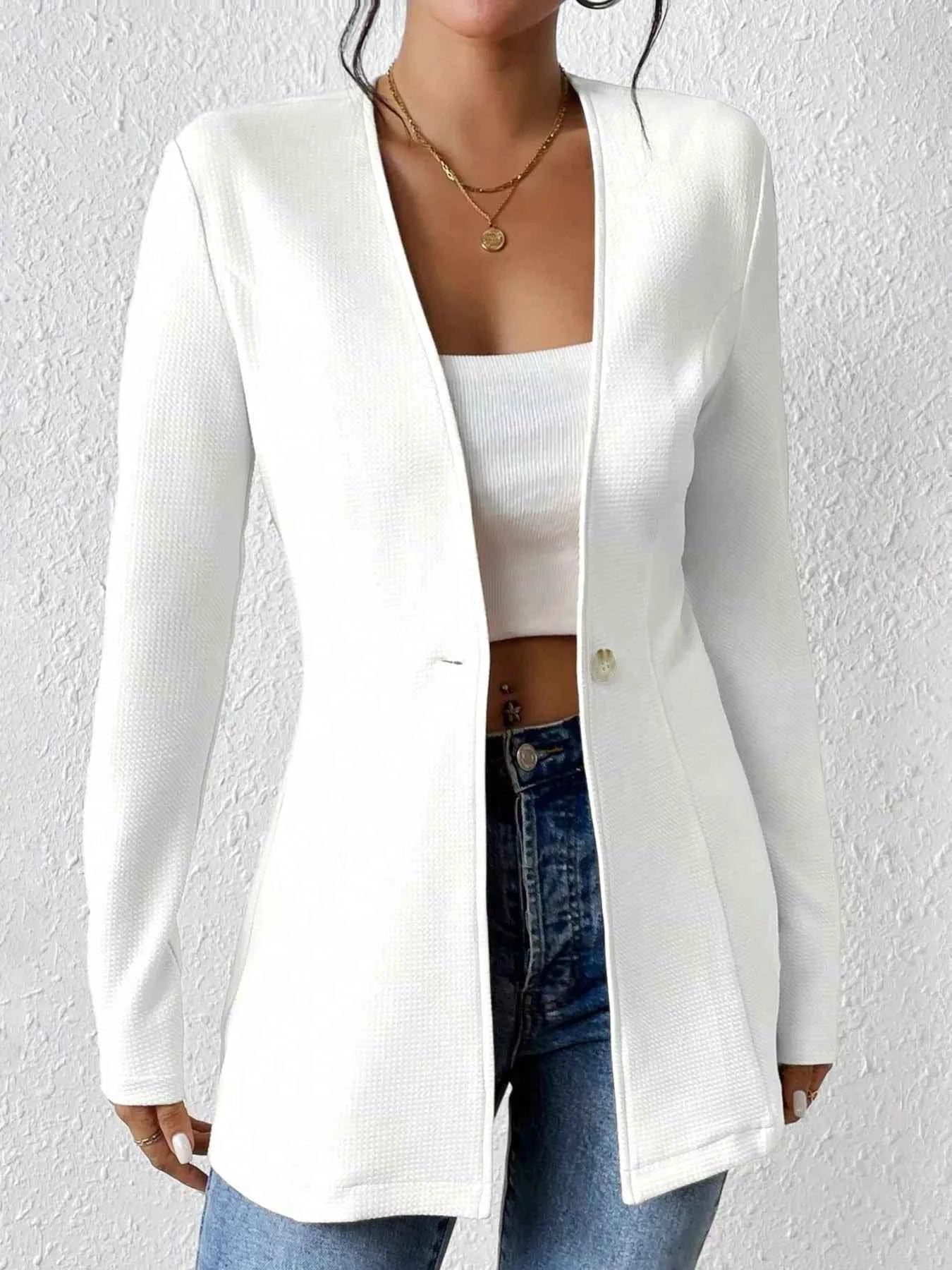 One Button Long Sleeve Blazer 4d7b6c3489534ccda77c69e2f40016b9-Max-Origin