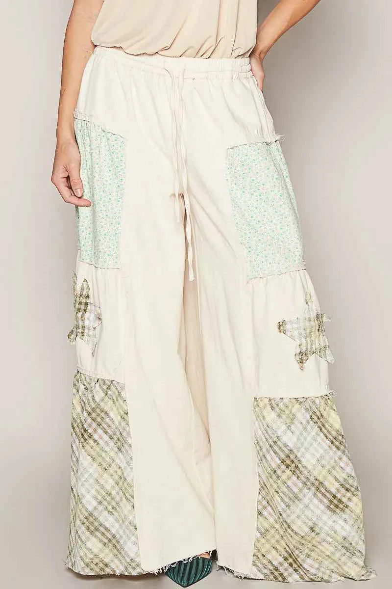 POL Drawstring Star Patch Contrast Wide Leg Pants Cream 4d8837e9-fac2-47d2-b5ff-d99e72ee1645-Max-Origin