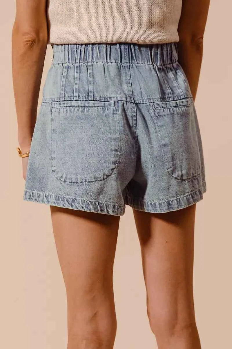 SO ME Flared Denim Shorts with Elasticized Waist 4d88a8e977cf4e5799f6c198b59425af-Max-Origin