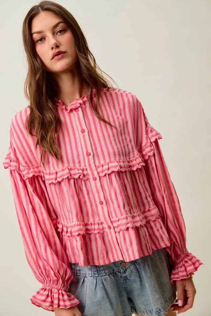 SO ME Variegated Stripe Reversible Flowy Boho Blouse FUCHSIA 4d8d264f95874a5392ce7f224041ab8b-Max-Origin