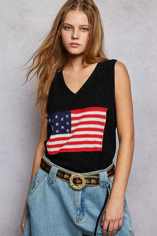 POL V-Neck Ribbed Tank with American Flag Patch and Star Back Patch 4d91f169-3138-4568-9c77-fa398fb3cc78-Max-Origin