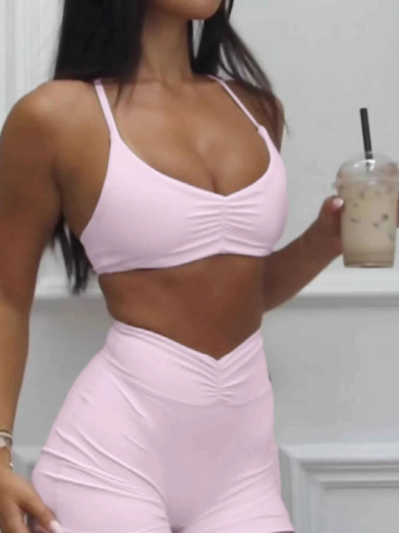 Ruched Sports Bra and High-Waisted Shorts Active Set 4d96e7364bd74e188c70a1cc5dbefc9f-Max-Origin