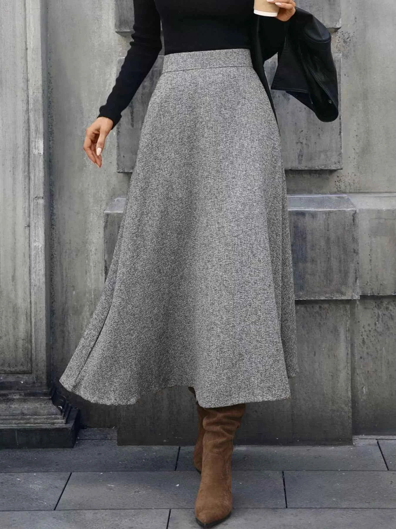 A-Line Midi Skirt Gray 4d9b1003-3b90-43b3-82b0-72c2904e4b22-Max-Origin