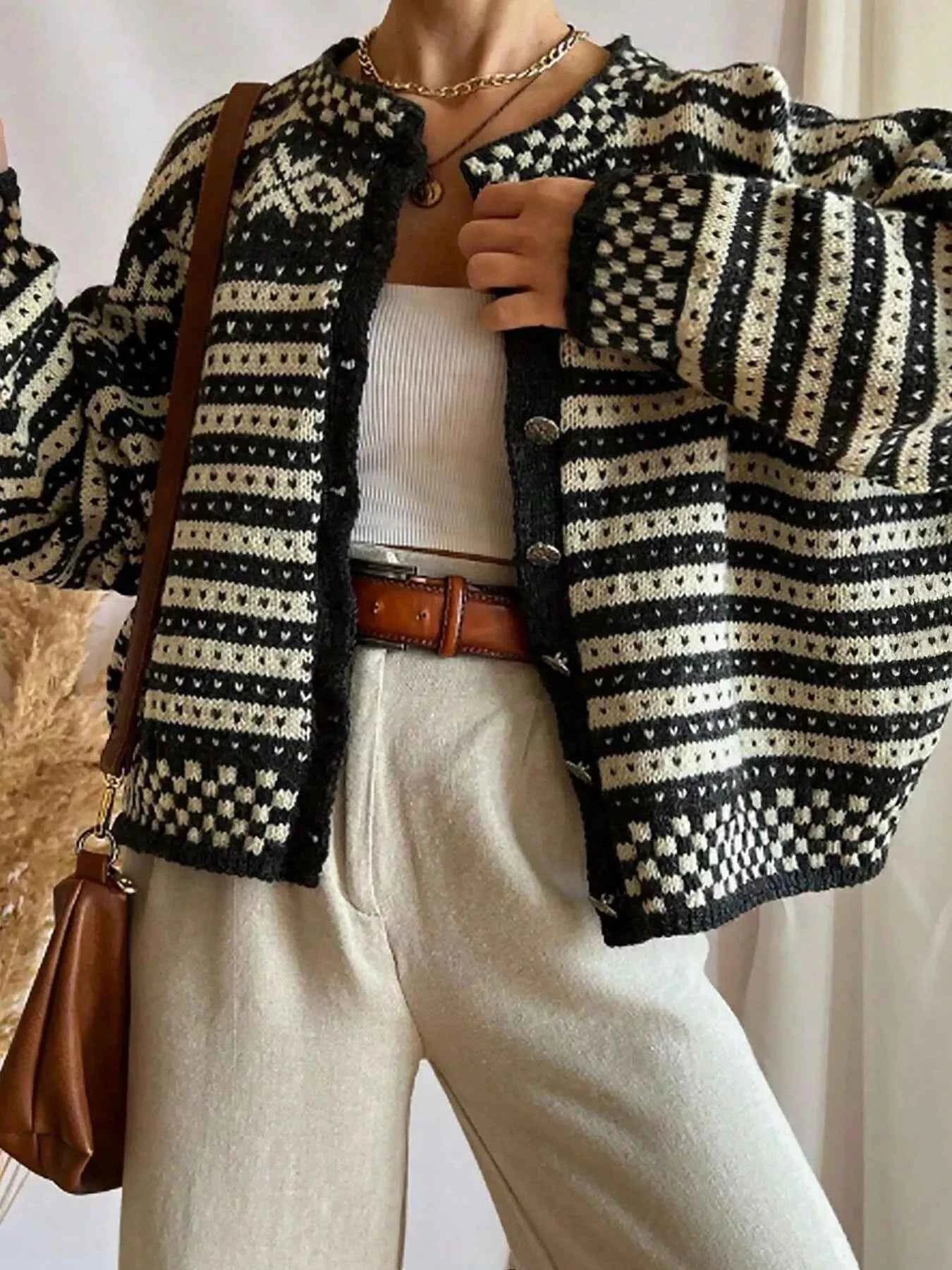 Striped Button Up Knit Cardigan Stripe 4d9da8933b3543e58ec7fae240543203-Max-Origin