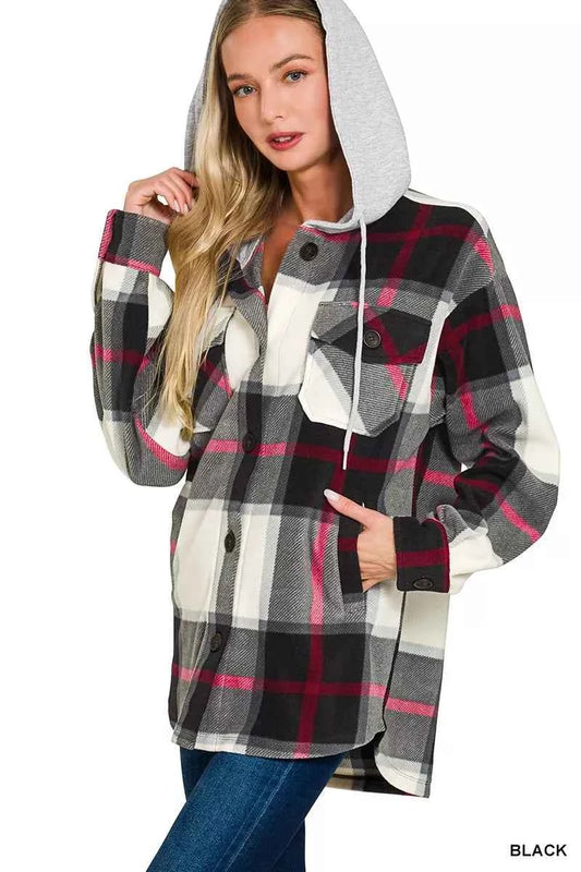 Plaid Drawstring Hooded Fleece Shacket 4da2435c156f4173a87f94cf1acbae78-Max-Origin
