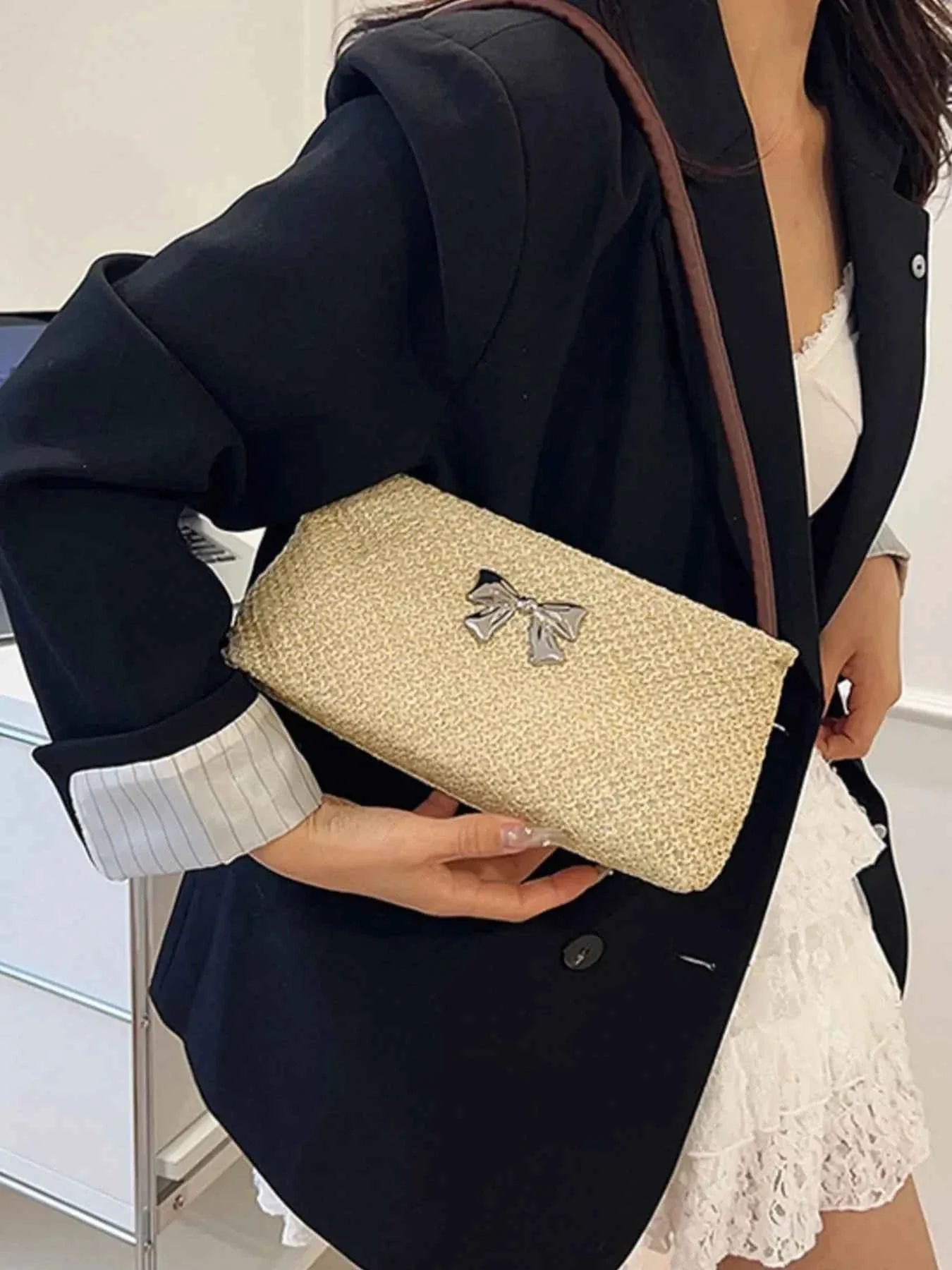 Woven Straw Shoulder Bag with Bow Detail 4da2564a-5761-4e02-a069-7ab2277f774c-Max-Origin