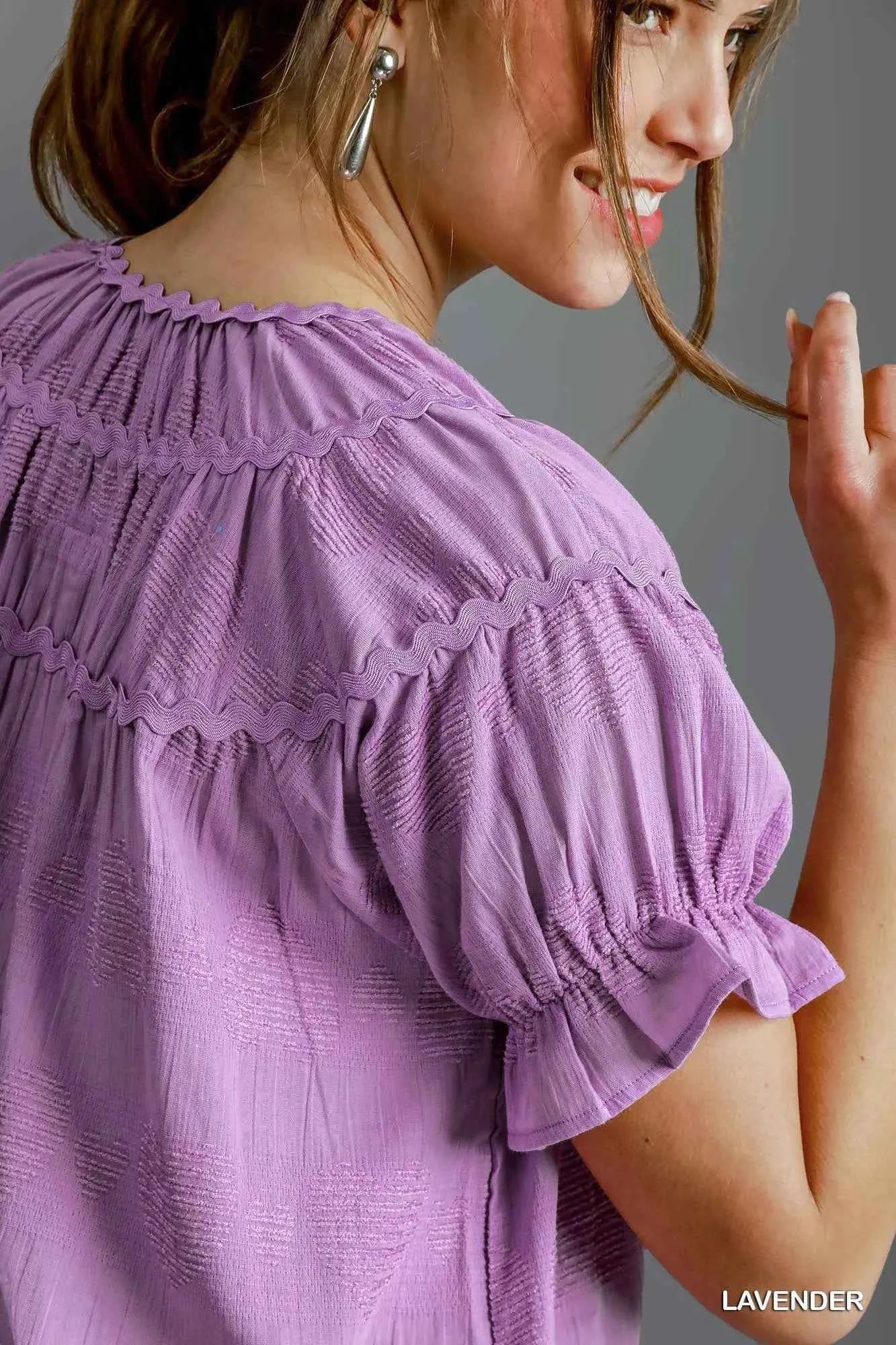 Umgee Heart Pattern Short Sleeve Ruffle Babydoll Dress 4da6a10a-53f8-4824-8c90-4f7c397b14d3-Max-Origin