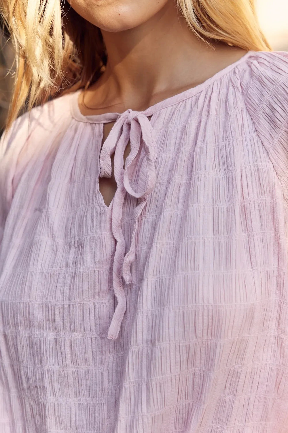 In February Textured Tie Neck Blouse 4db160de-dae7-40cf-9a5a-d0e8f28b85dc-Max